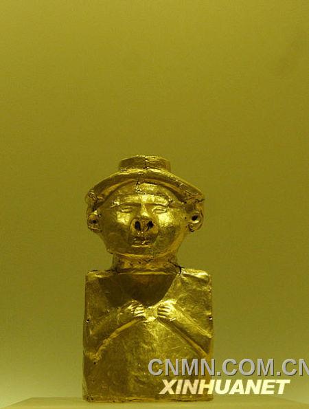 這是哥倫比亞黃金博物館展出的一件古代黃金藝術品(攝于2008年10月29日)。